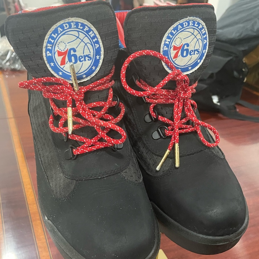 Philadelphia 76ers Timberland Boots Black Red and Blue